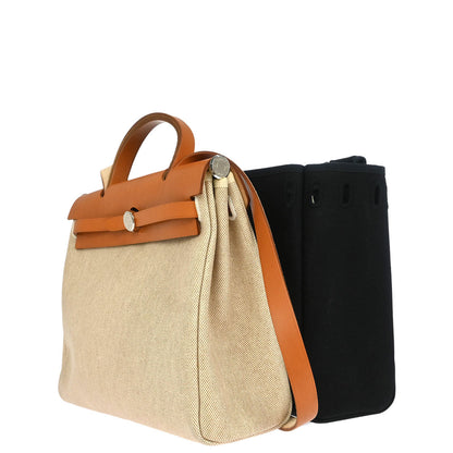 Hermes Beige Black Toile H Officier Herbag PM 2 in 1 Handbag