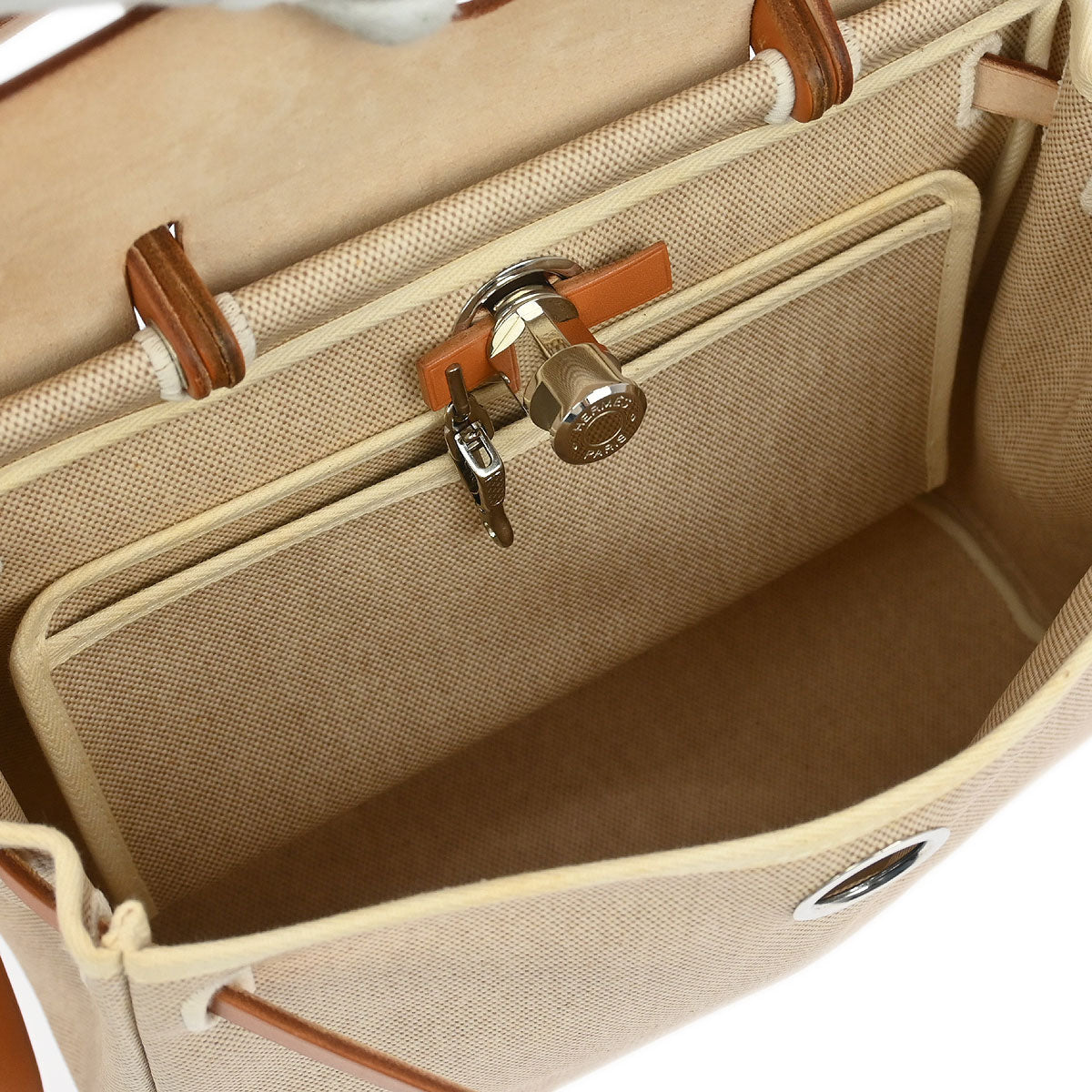 Hermes Beige Black Toile H Officier Herbag PM 2 in 1 Handbag