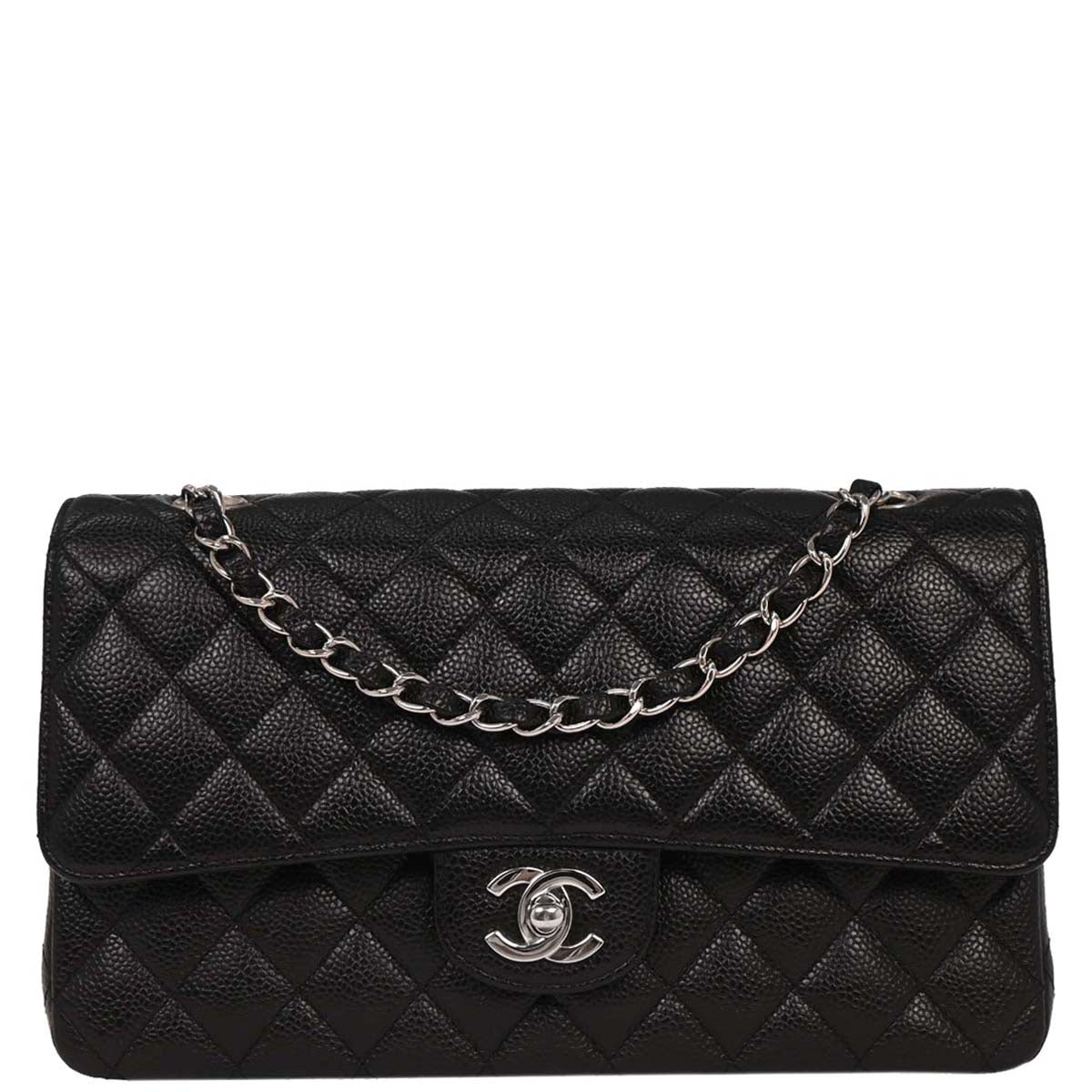 Chanel 2005-2006 Black Caviar Medium Classic Double Flap Shoulder Bag