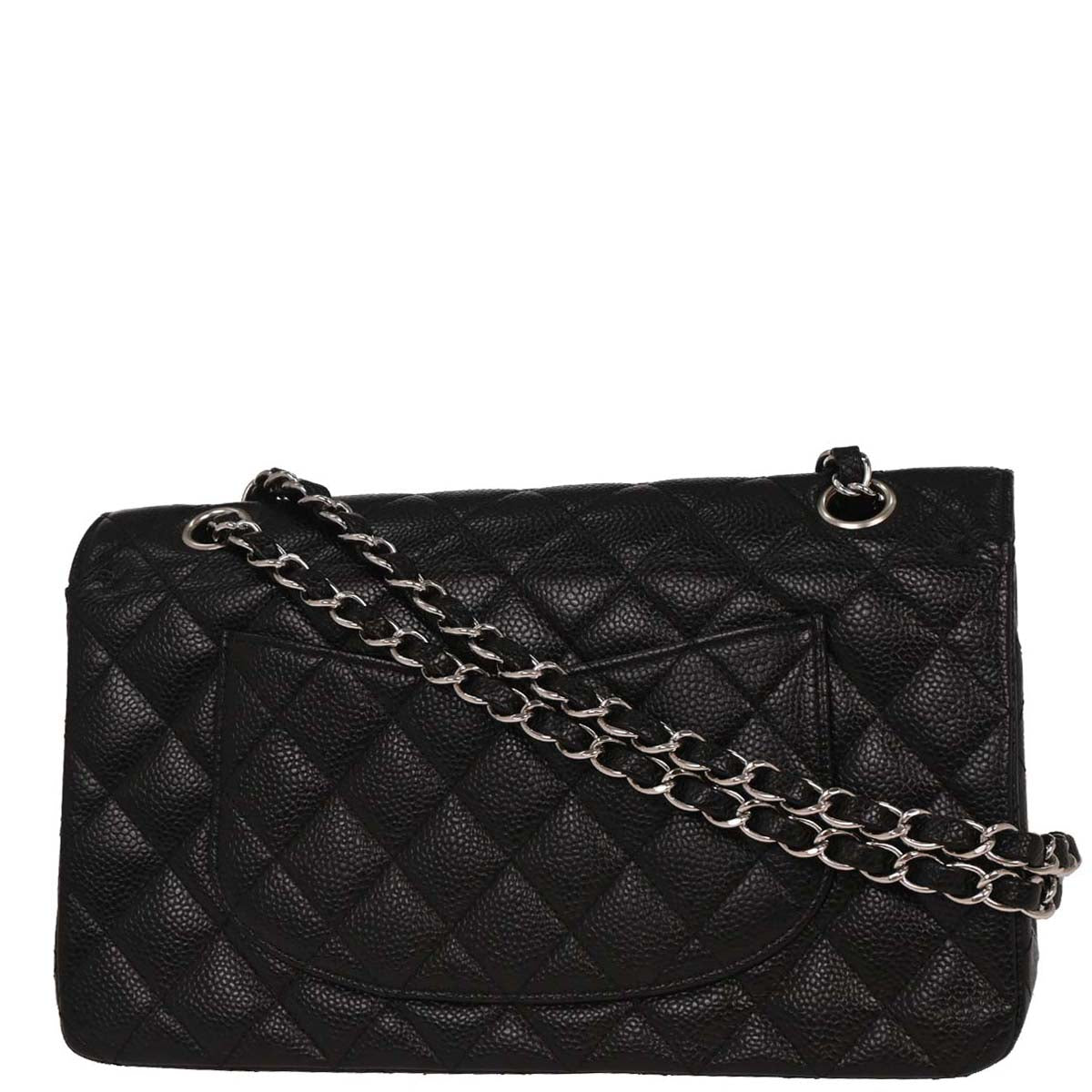 Chanel 2005-2006 Black Caviar Medium Classic Double Flap Shoulder Bag