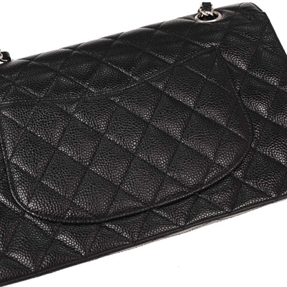 Chanel 2005-2006 Black Caviar Medium Classic Double Flap Shoulder Bag