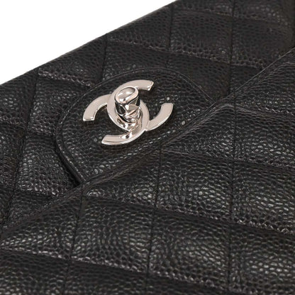 Chanel 2005-2006 Black Caviar Medium Classic Double Flap Shoulder Bag