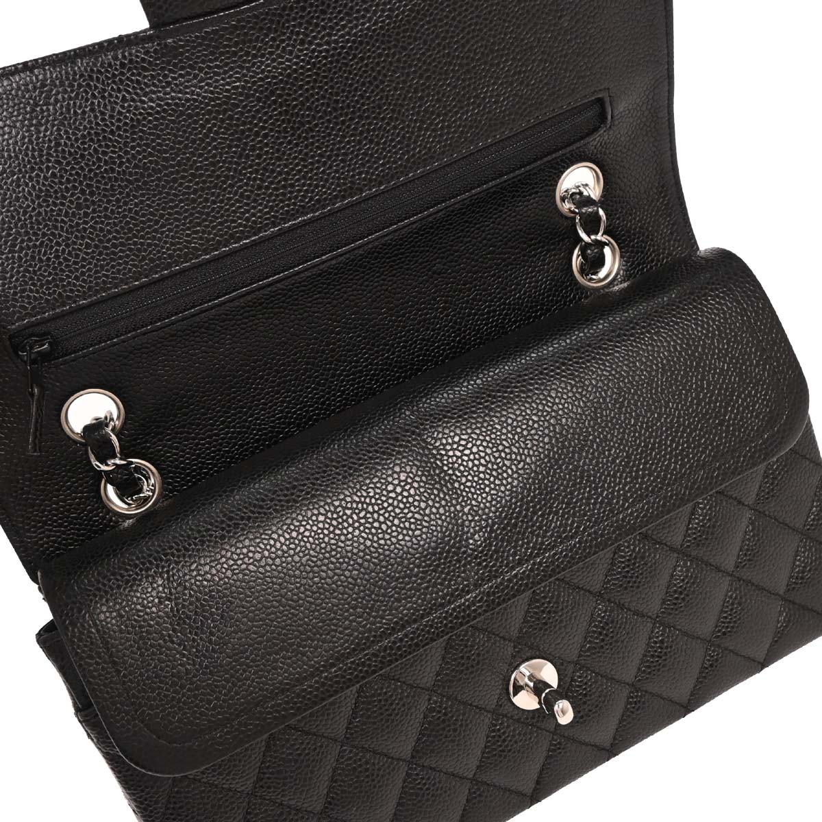 Chanel 2005-2006 Black Caviar Medium Classic Double Flap Shoulder Bag