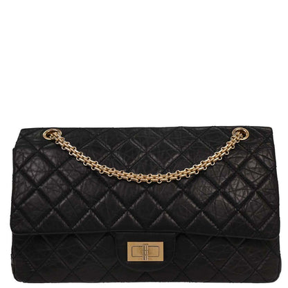 Chanel 2008-2009 Black Calfskin 2.55 Double Flap Shoulder Bag