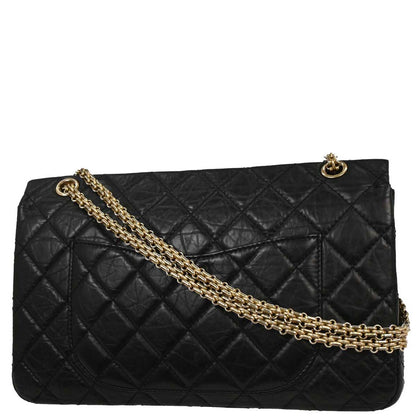 Chanel 2008-2009 Black Calfskin 2.55 Double Flap Shoulder Bag