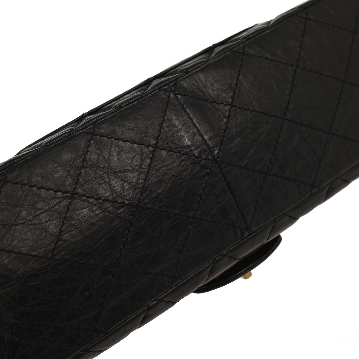 Chanel 2008-2009 Black Calfskin 2.55 Double Flap Shoulder Bag