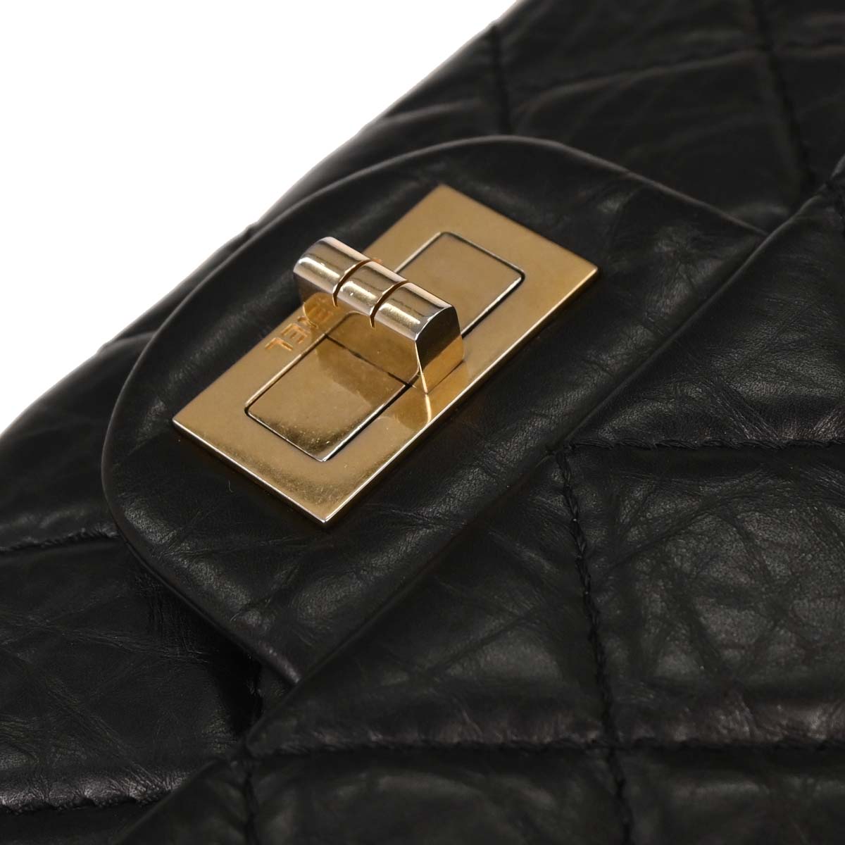 Chanel 2008-2009 Black Calfskin 2.55 Double Flap Shoulder Bag