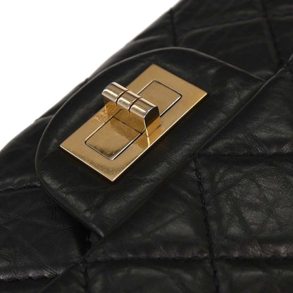 Chanel 2008-2009 Black Calfskin 2.55 Double Flap Shoulder Bag