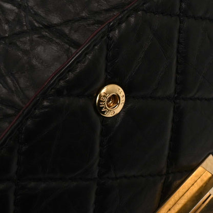 Chanel 2008-2009 Black Calfskin 2.55 Double Flap Shoulder Bag