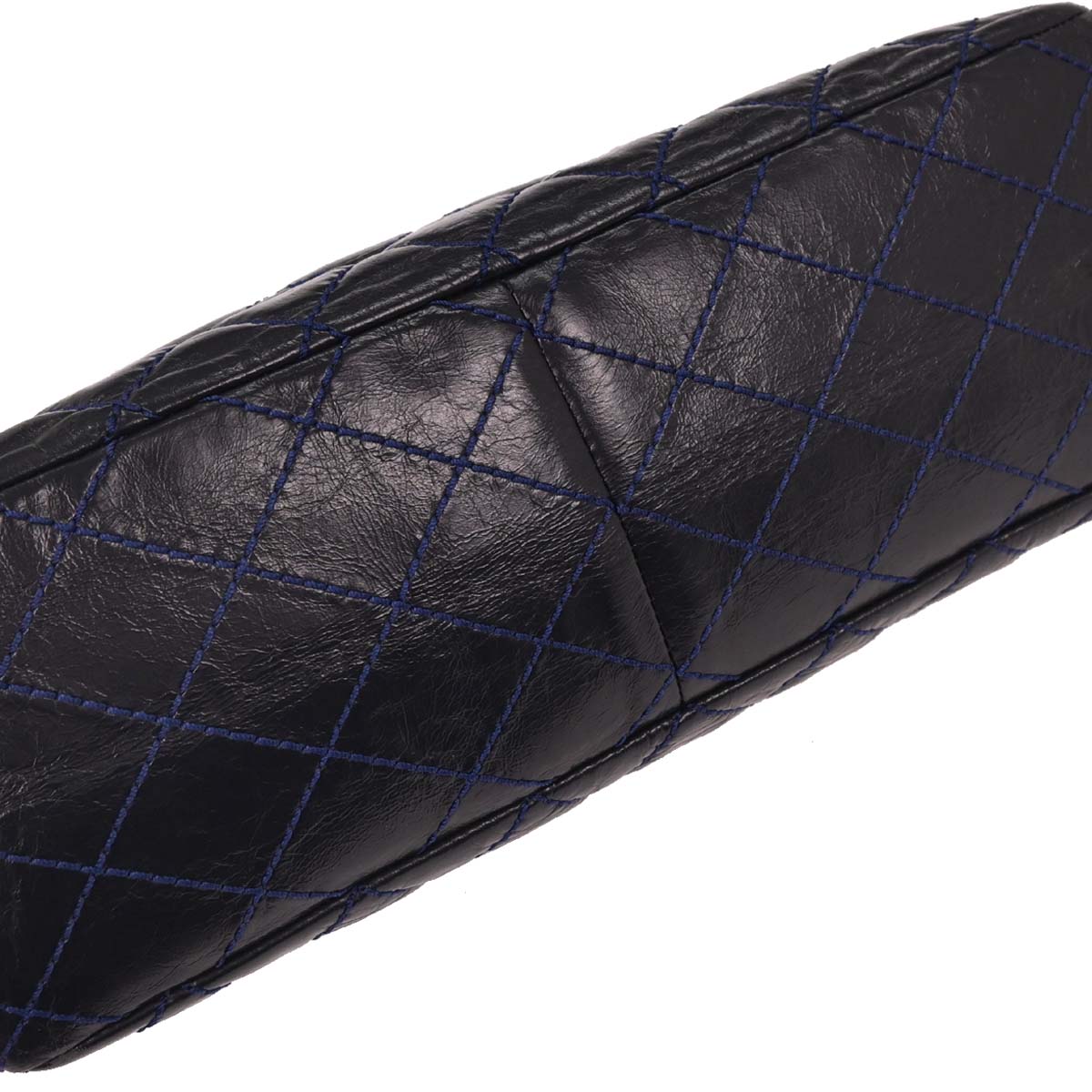 Chanel 2008-2009 Navy Calfskin 2.55 Double Flap Shoulder Bag