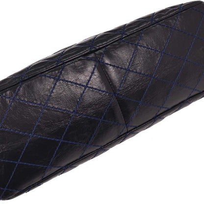 Chanel 2008-2009 Navy Calfskin 2.55 Double Flap Shoulder Bag