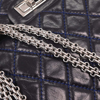 Chanel 2008-2009 Navy Calfskin 2.55 Double Flap Shoulder Bag