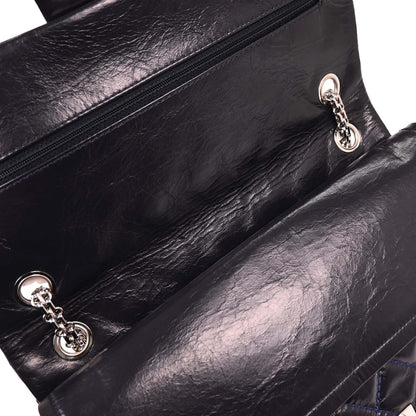 Chanel 2008-2009 Navy Calfskin 2.55 Double Flap Shoulder Bag