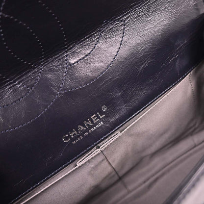 Chanel 2008-2009 Navy Calfskin 2.55 Double Flap Shoulder Bag