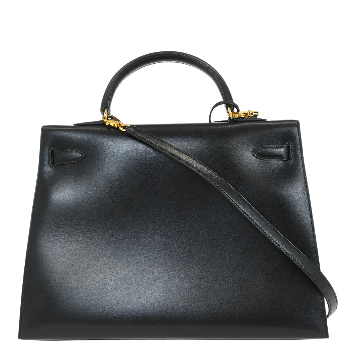 Hermes Black Box Calf Kelly 35 Sellier 2way Shoulder Handbag