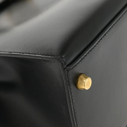 Hermes Black Box Calf Kelly 35 Sellier 2way Shoulder Handbag