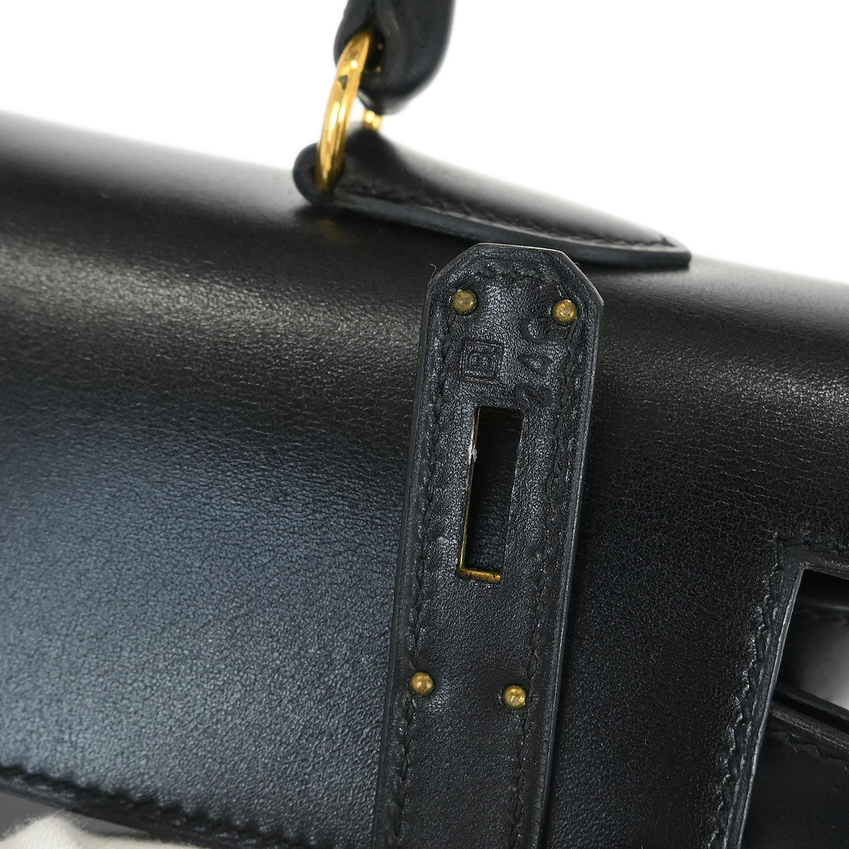 Hermes Black Box Calf Kelly 35 Sellier 2way Shoulder Handbag