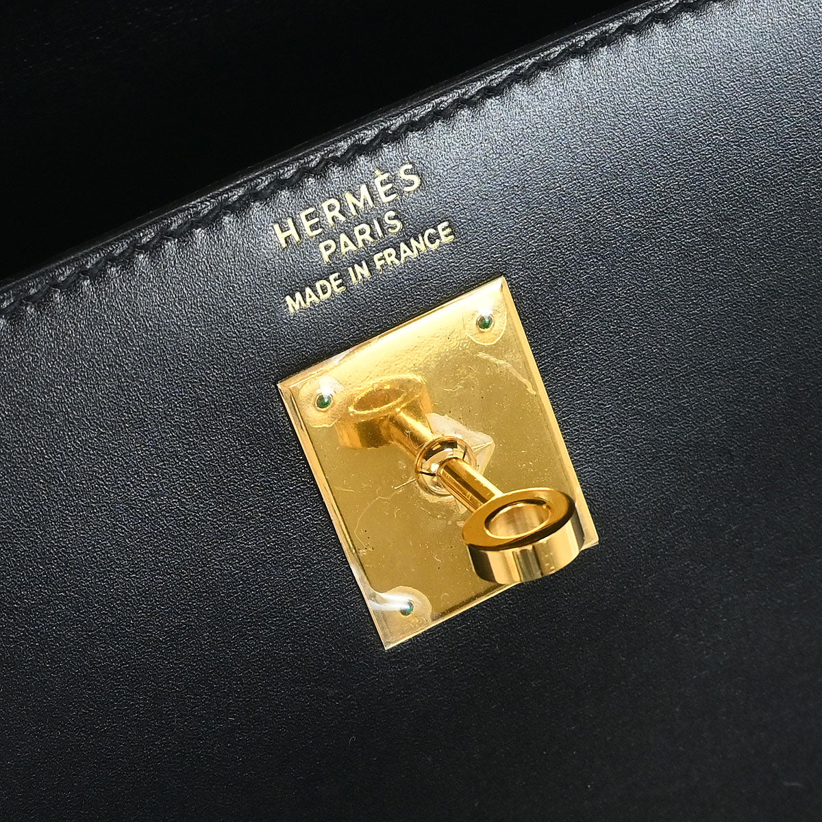 Hermes Black Box Calf Kelly 35 Sellier 2way Shoulder Handbag