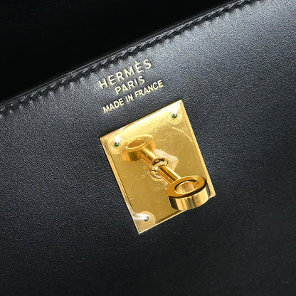 Hermes Black Box Calf Kelly 35 Sellier 2way Shoulder Handbag