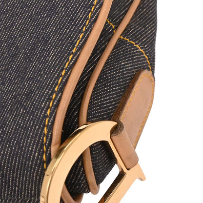 Christian Dior 2002 Navy Denim Double Saddle Handbag