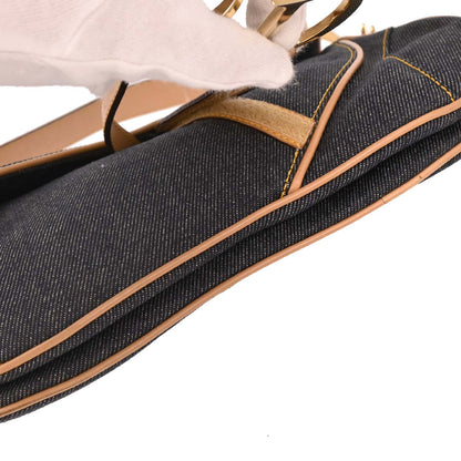 Christian Dior 2002 Navy Denim Double Saddle Handbag