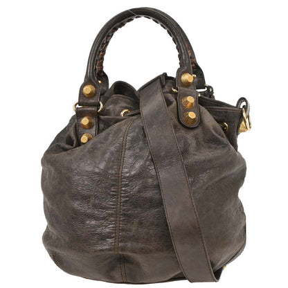 Balenciaga Brown Classic Mini Pompon 2way Shoulder Handbag