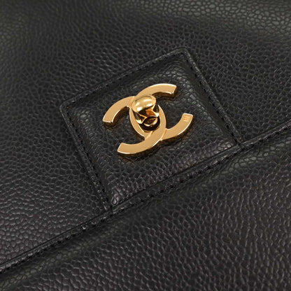 Chanel 1997-1999 Black Caviar Briefcase Business Handbag