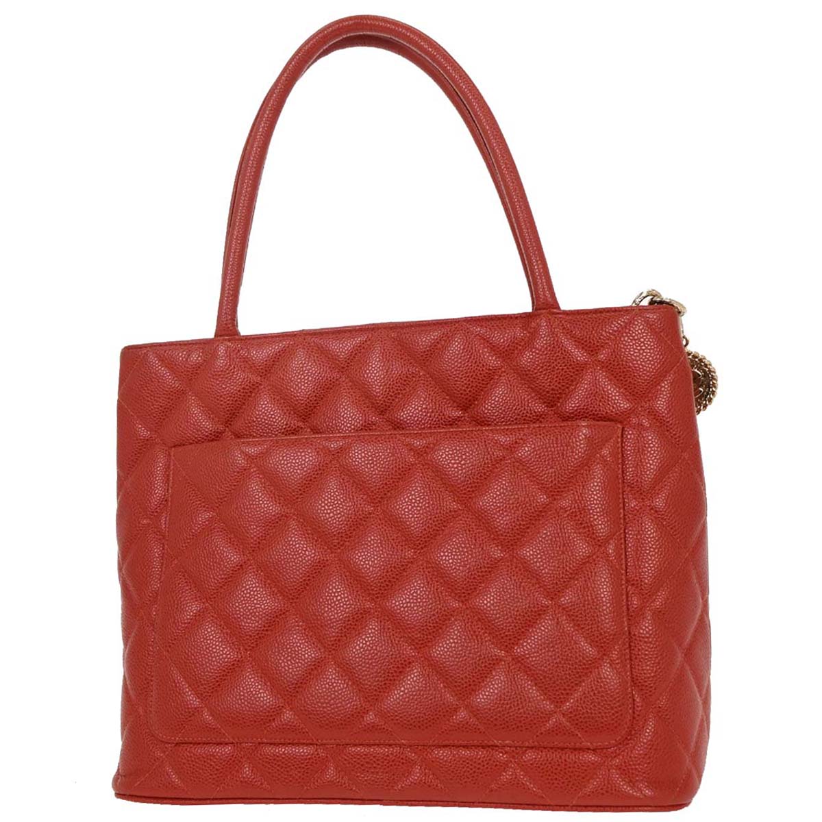 Chanel 2001-2003 Red Caviar Medallion Tote Handbag