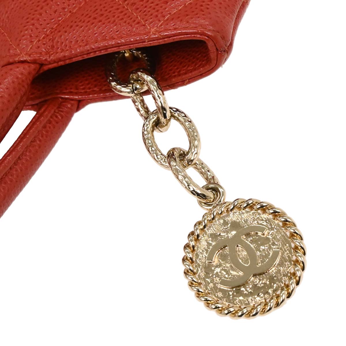 Chanel 2001-2003 Red Caviar Medallion Tote Handbag