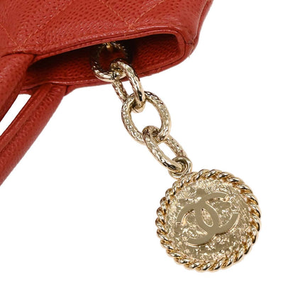 Chanel 2001-2003 Red Caviar Medallion Tote Handbag
