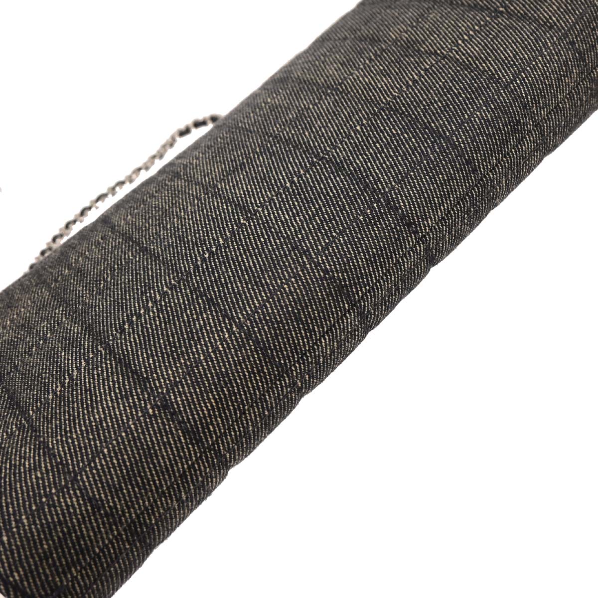 Chanel 2001-2003 Gray Canvas Choco Bar Shoulder Bag