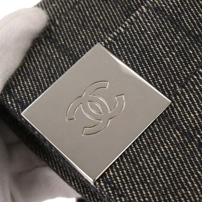 Chanel 2001-2003 Gray Canvas Choco Bar Shoulder Bag