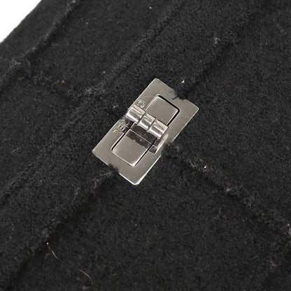 Chanel 1997-1999 Black Wool 2.55 Choco Bar Shoulder Bag