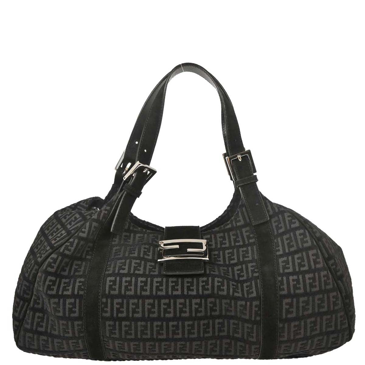 Fendi Black Gray Zucchino Tote Handbag