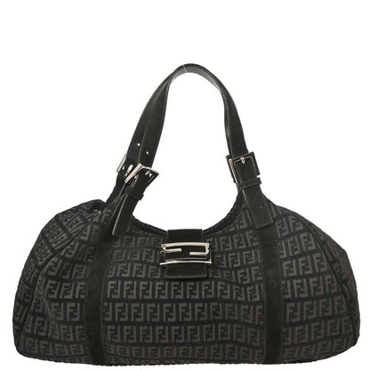 Fendi Black Gray Zucchino Tote Handbag