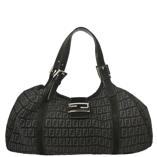 Fendi Black Gray Zucchino Tote Handbag