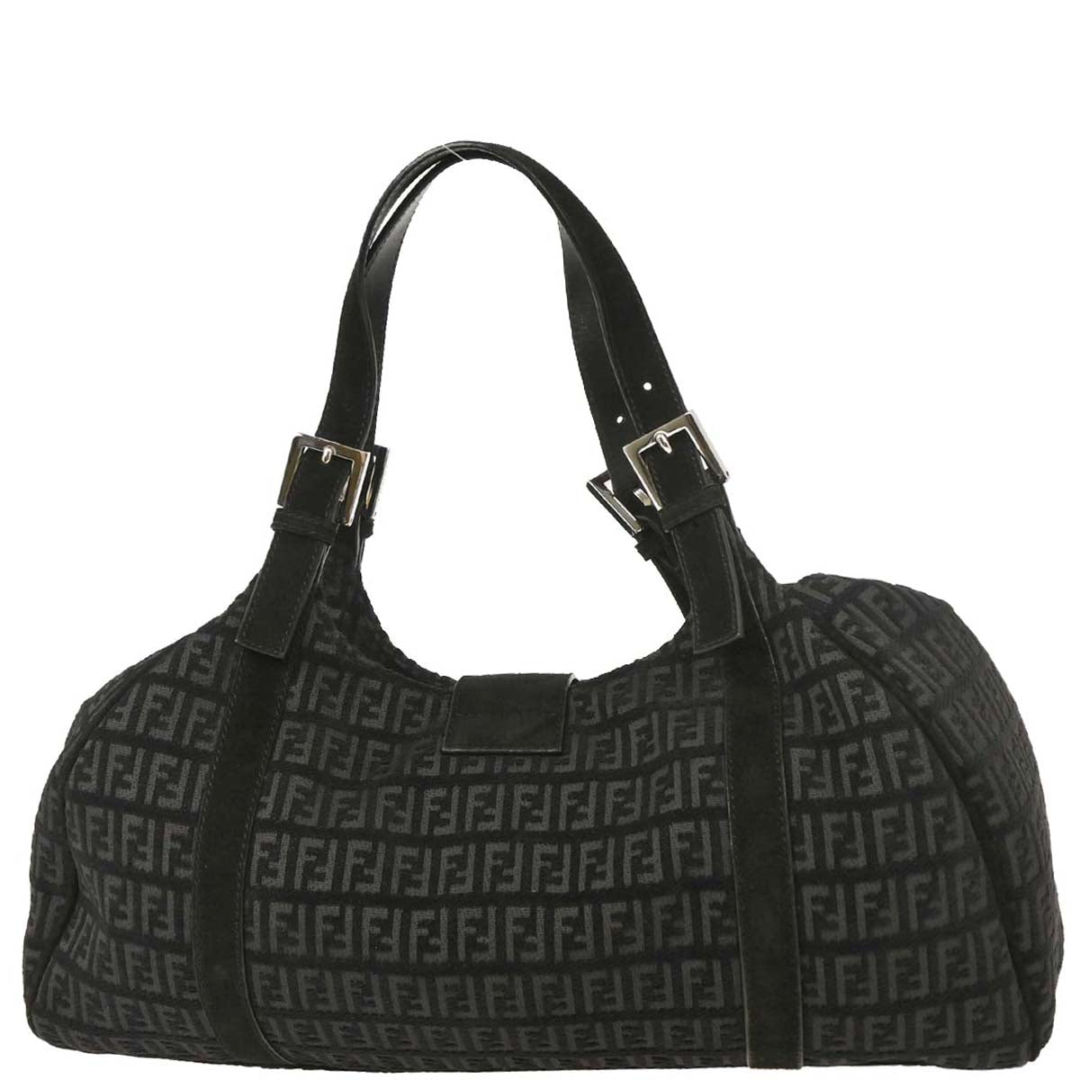 Fendi Black Gray Zucchino Tote Handbag