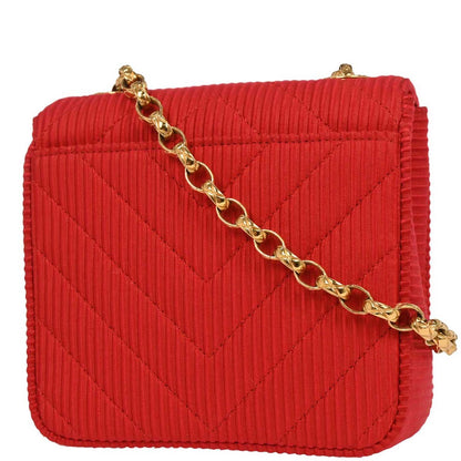 Chanel 1991-1994 Red Satin Chevron Shoulder Bag