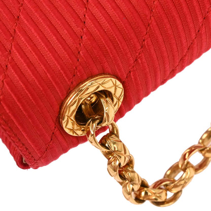 Chanel 1991-1994 Red Satin Chevron Shoulder Bag