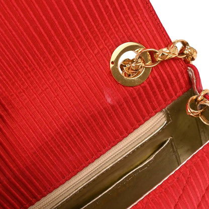 Chanel 1991-1994 Red Satin Chevron Shoulder Bag