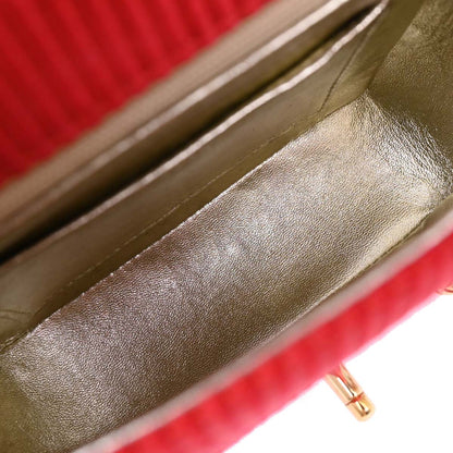 Chanel 1991-1994 Red Satin Chevron Shoulder Bag