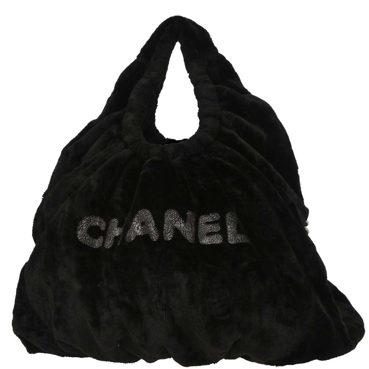 Chanel 2010-2011 Black Faux Fur Hobo 2way Handbag