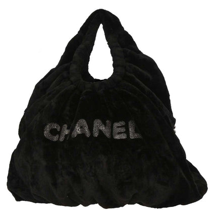 Chanel 2010-2011 Black Faux Fur Hobo 2way Handbag