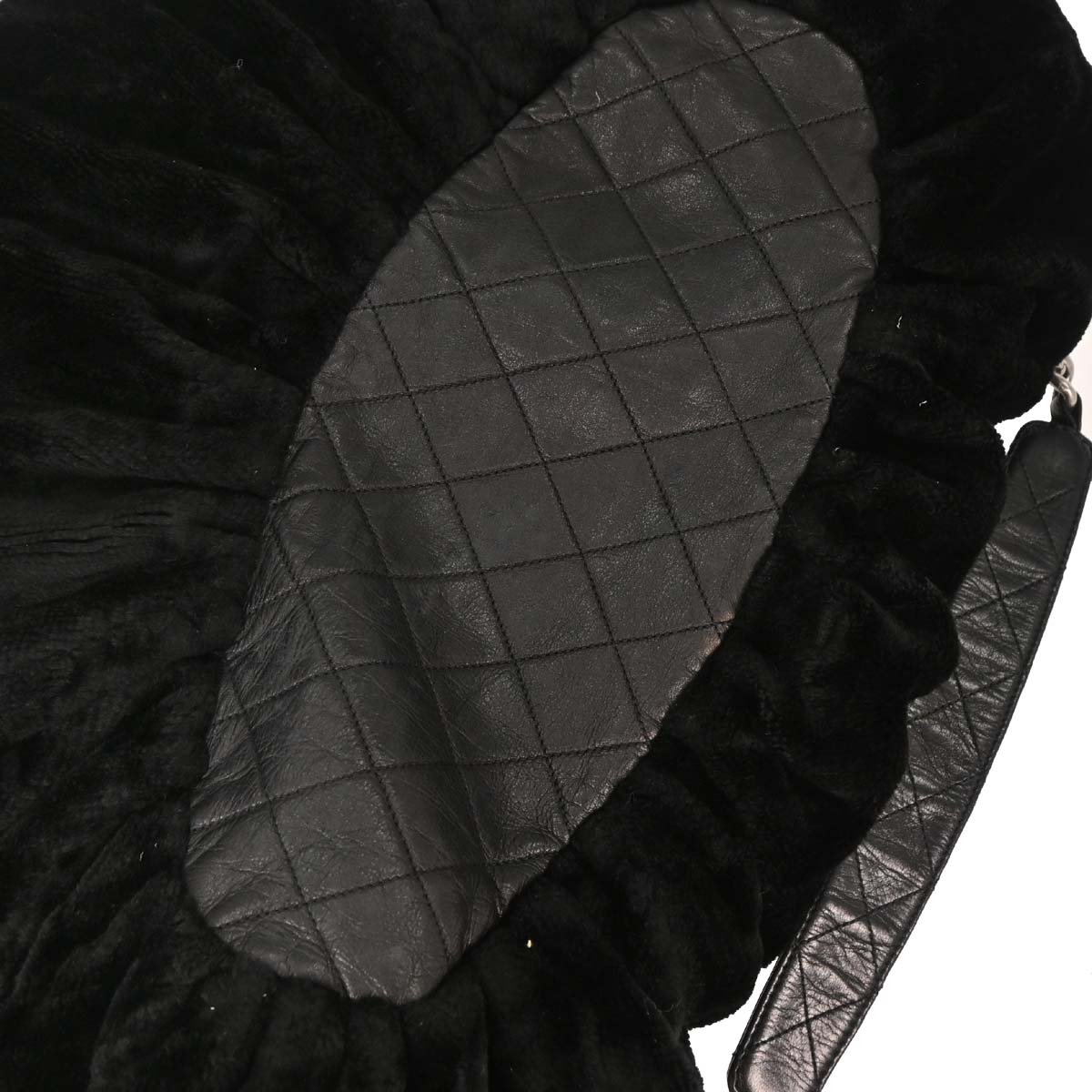 Chanel 2010-2011 Black Faux Fur Hobo 2way Handbag