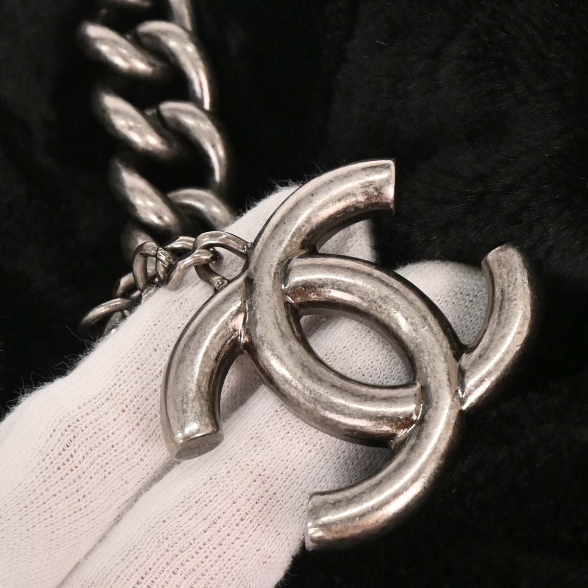 Chanel 2010-2011 Black Faux Fur Hobo 2way Handbag