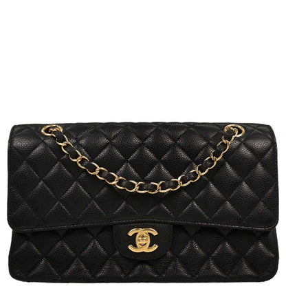 Chanel 2014 Black Caviar Medium Classic Double Flap Shoulder Bag