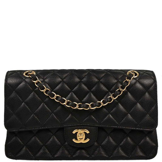 Chanel 2014 Black Caviar Medium Classic Double Flap Shoulder Bag