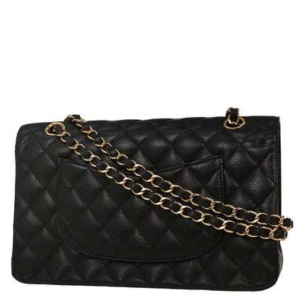 Chanel 2014 Black Caviar Medium Classic Double Flap Shoulder Bag