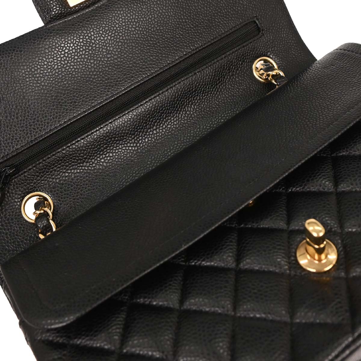 Chanel 2014 Black Caviar Medium Classic Double Flap Shoulder Bag