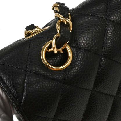 Chanel 2014 Black Caviar Medium Classic Double Flap Shoulder Bag
